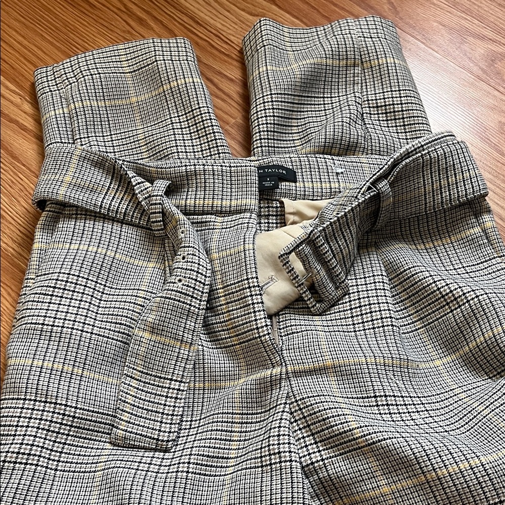 Ann Taylor Women's Plaid Trousers - Gray and Tan